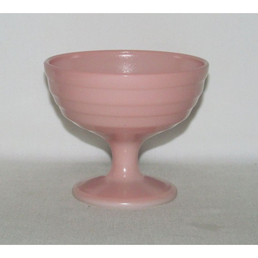 Hazel Atlas Glass MODERNTONE Platonite Pastel Pink Low Footed Sherbet